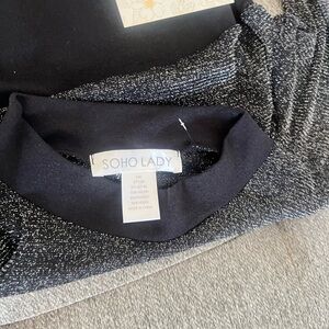 SOHO LADY Black & Silver Sparkle Top